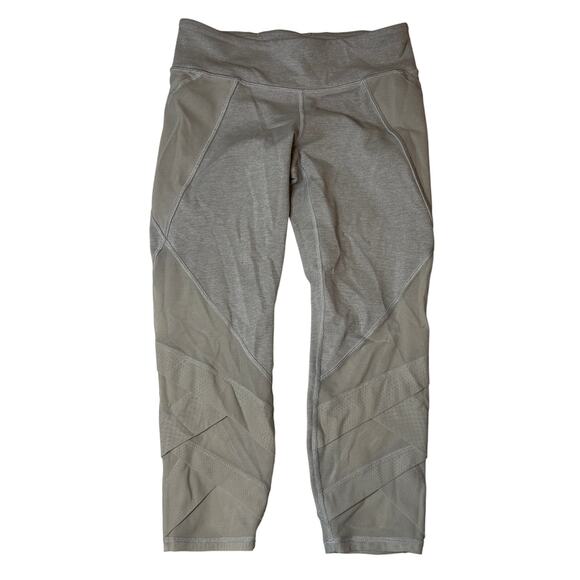 Lululemon Ivivva Light Grey Criss Cross Mesh Crop Leggings 12Y - Picture 1 of 5